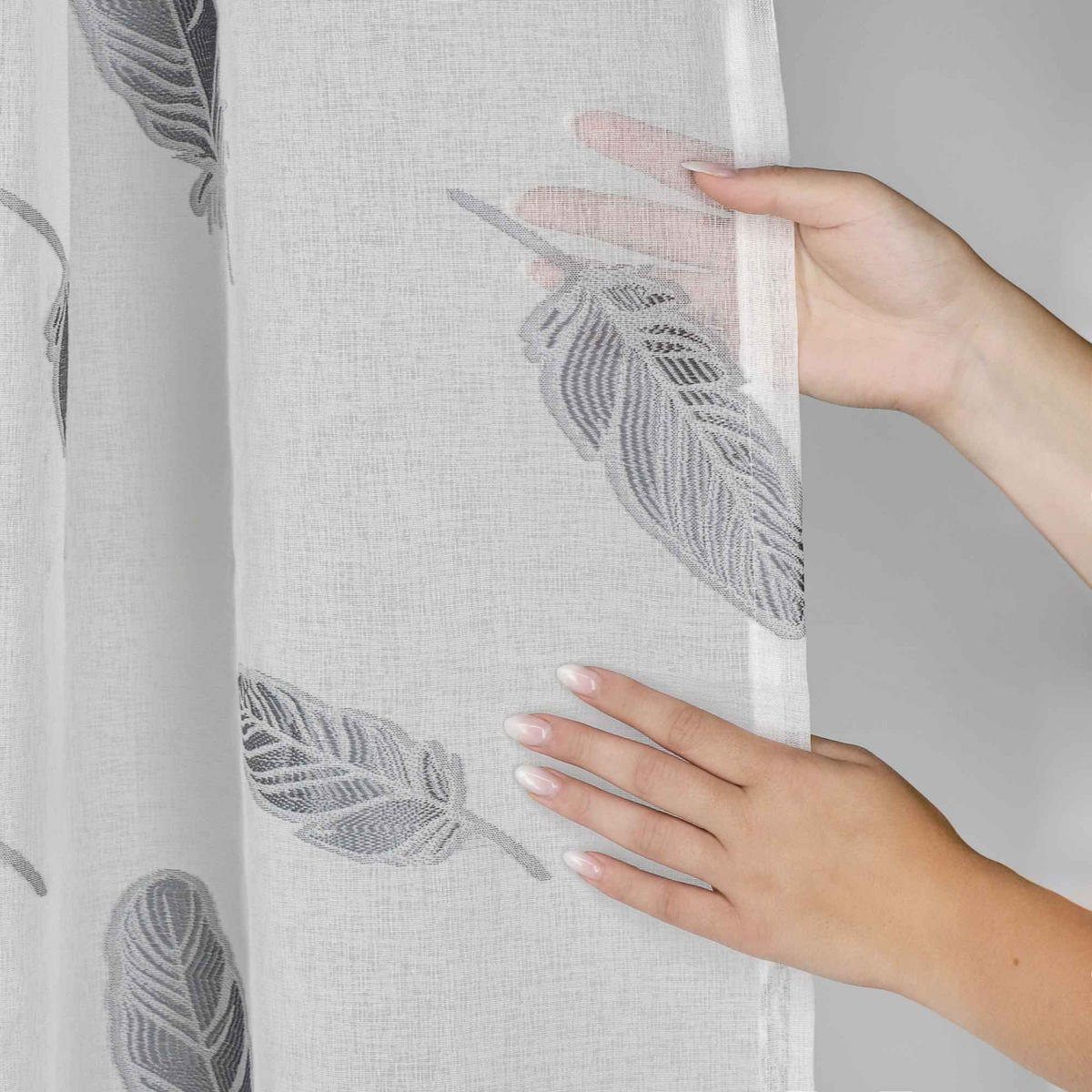 ÖSENVORHANG FEDERN - Silberfarben, Textil (140/0.5/160cm) - WohnDirect
