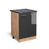 KÜCHENUNTERSCHRANK R-Line Anthrazit Hochglanz 60 cm, AP Anthrazit - Honigeiche/Schwarz Hochglanz, Holzwerkstoff (60/81.6/60cm) - Vicco