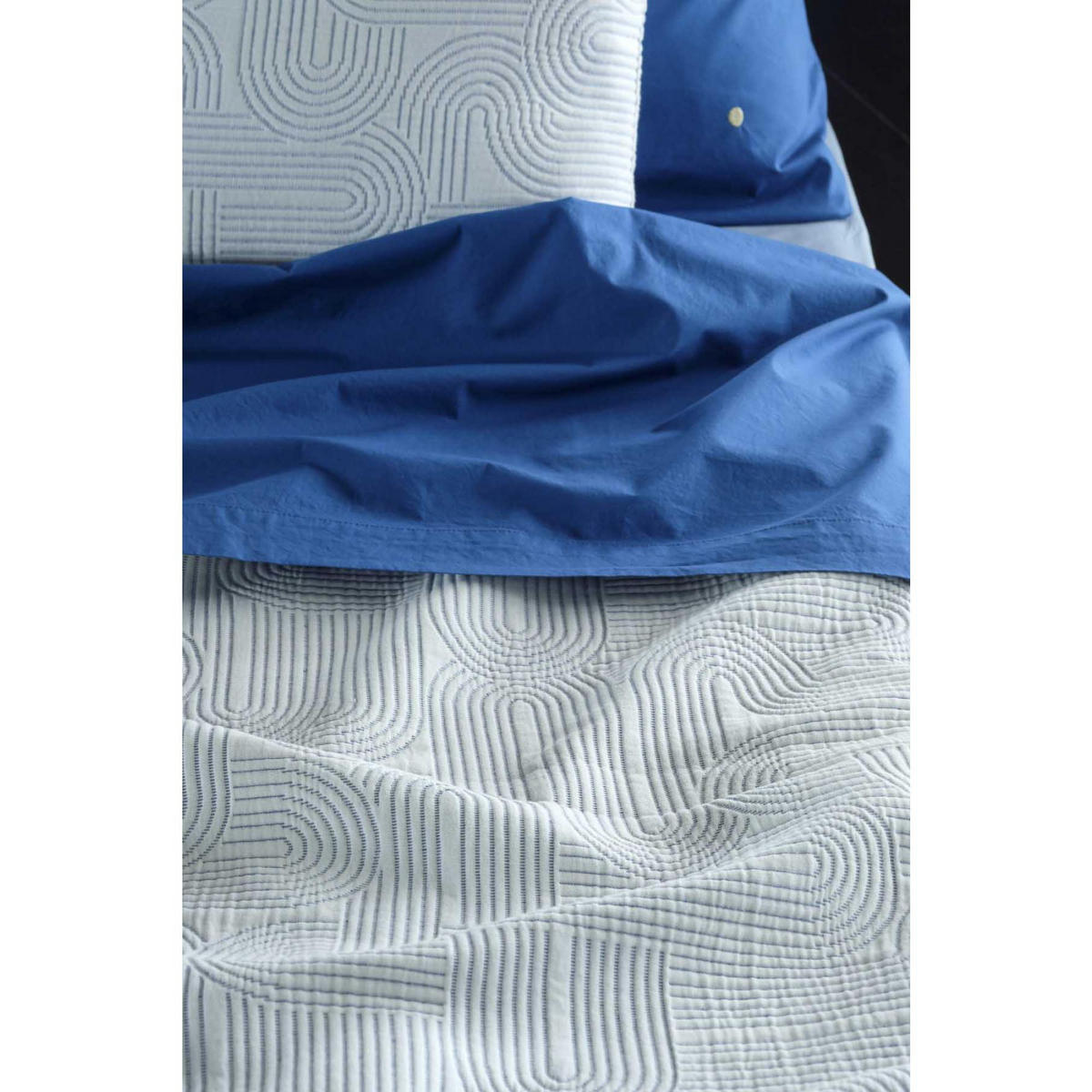 BETTÜBERWURF Kiko indigoblau 240 x 260 cm - Dunkelblau, Textil (240/260cm)