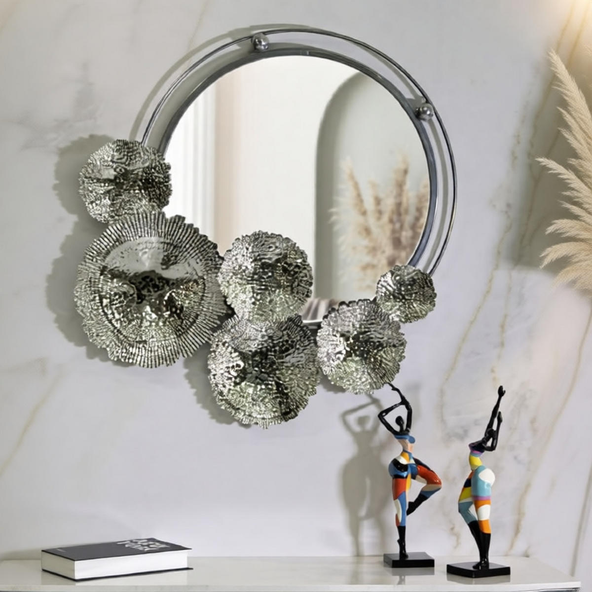 WANDSPIEGEL Kandi, silberfarben, Metall und Spiegelglas, 85 x 7 x 80,6 cm - Silberfarben, Glas/Metall (85/80.6/7cm) - Mauro Ferretti