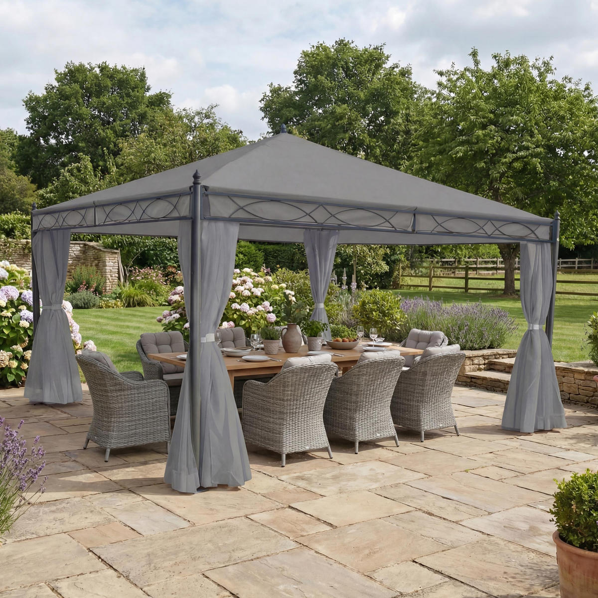 PERGOLA CALPE Hellgrau - Hellgrau, Textil (400/290/400cm) - MCW