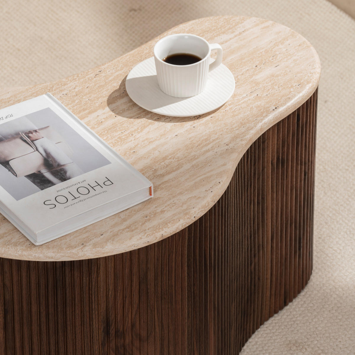 COUCHTISCH - Travertin Dekor / Eiche Dunkel Dekor - 70 cm - Braun, Holzwerkstoff (47/70/38cm) - home24