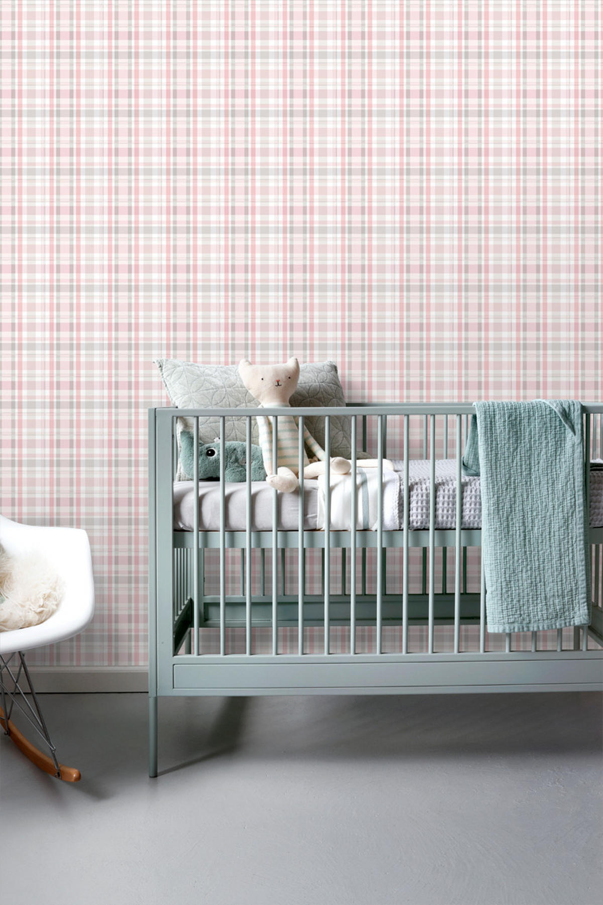 TAPETE Karomuster 53 cm x 10.05 m - Pink, Papier (53/0.1cm) - ESTAhome