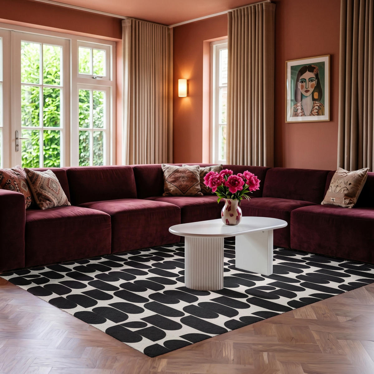 KOBERCE - Moderné - vzorované - čierne - 230x150 cm - čierna, textil/plast (230/0.4cm) - OnlyWow