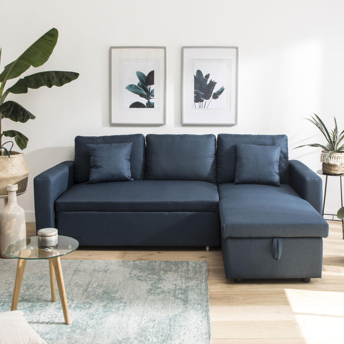 ECKSOFA CLARK Blau 3 Plätze - Blau, Textil (225/146cm) - Happy Garden