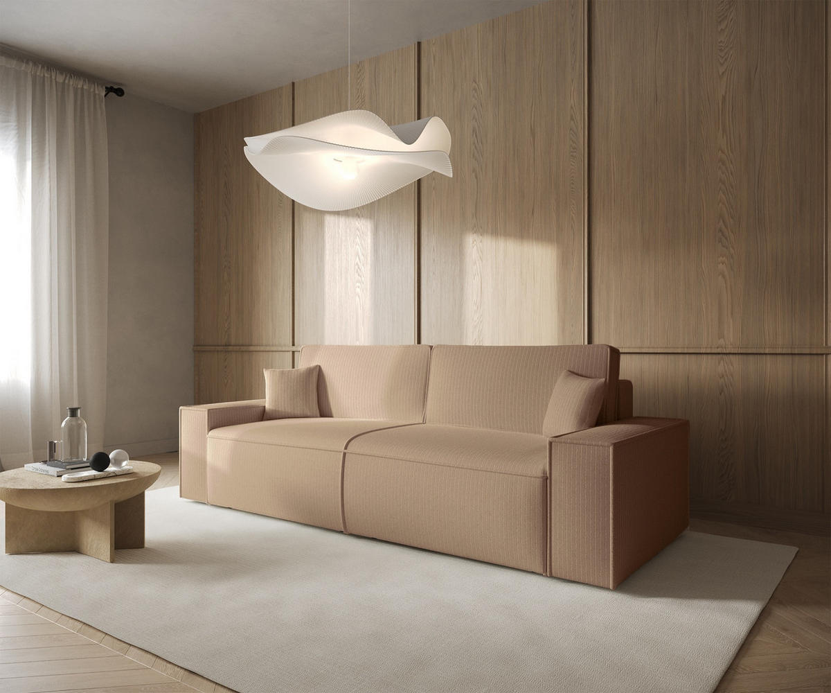 SOFA Farese Dunkelbeige mit Cordbezug - Beige, Textil (257/85/102cm) - Selsey
