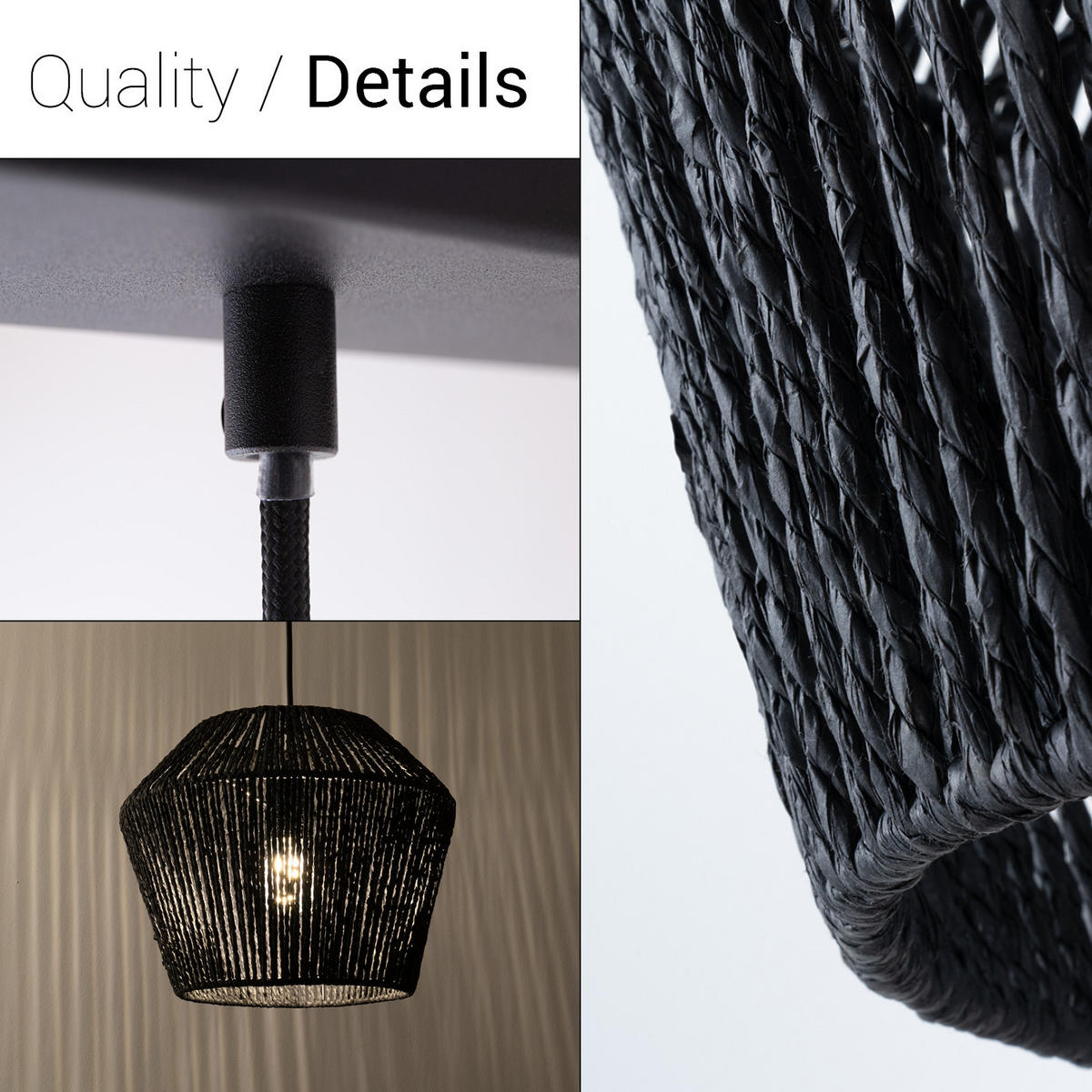 PENDELLEUCHTE Hugo Pd3 Pinto - Schwarz, Metall (33/33/27cm) - Paco Home