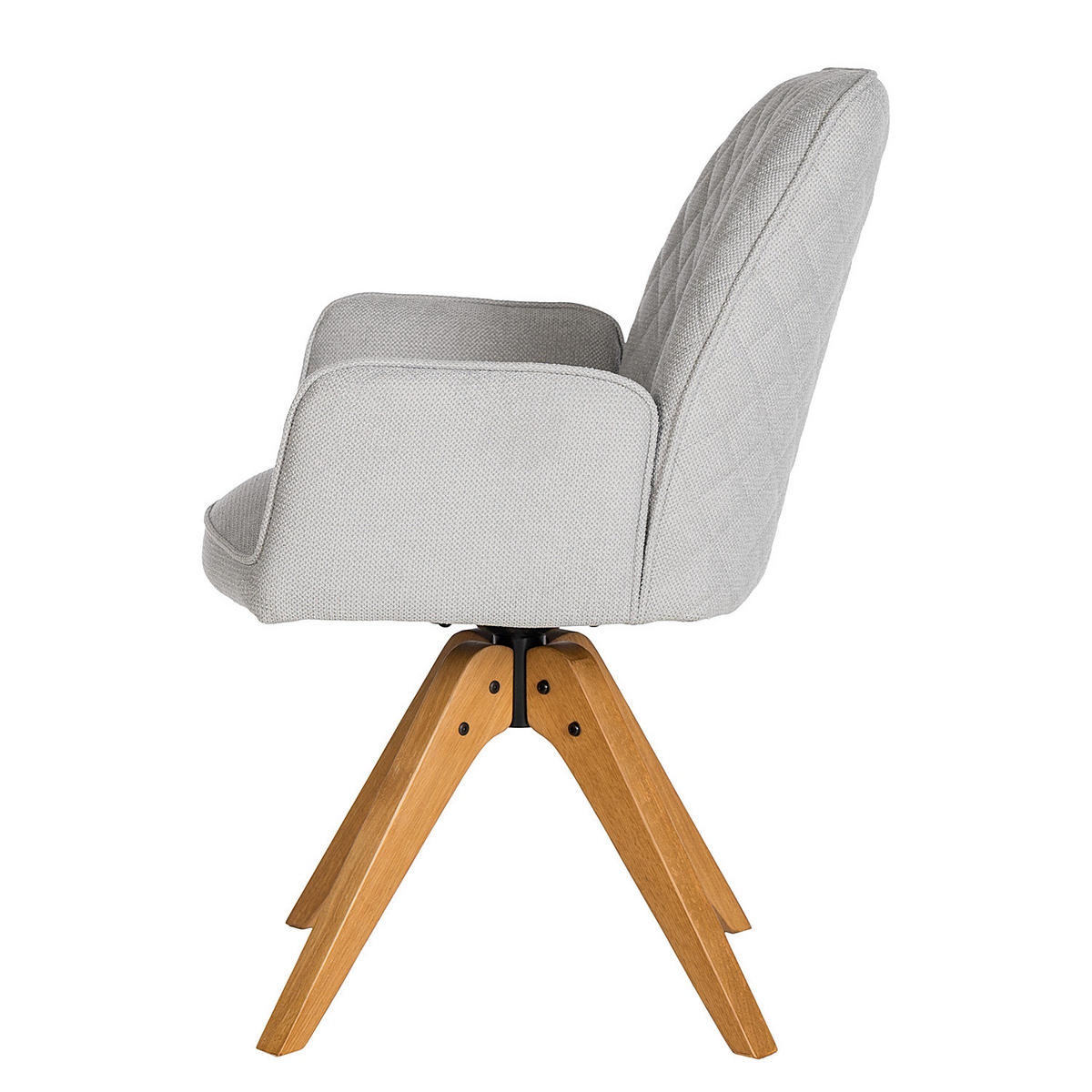 DREHBARER ARMLEHNENSTUHL - Strukturstoff / Eiche massiv - Hellgrau / Eiche - Hellgrau, Eichenholz/Holz (59/88/63cm) - home24