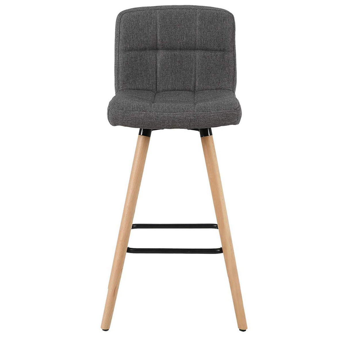 BARHOCKER 2er Set, Massivholz, Leinen, Dunkelgrau - Dunkelgrau/Naturfarben, Holz/Textil (46/96/46cm) - Woltu