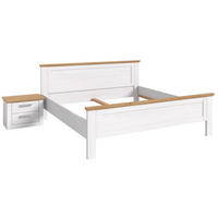 SCHLAFZIMMER weiß Lärche, Eiche Artisan Landhaus Set mit Bett 180 x 200 cm und Nachttisch - Eichefarben/Silberfarben, Holzwerkstoff/Kunststoff (180/200cm) - Inn.Furn