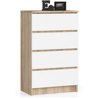 KOMMODE Sonoma Eiche, Weiß 60x40x99 cm - Weiß/Sonoma Eiche, Holzwerkstoff (60/99/40cm) - Akord