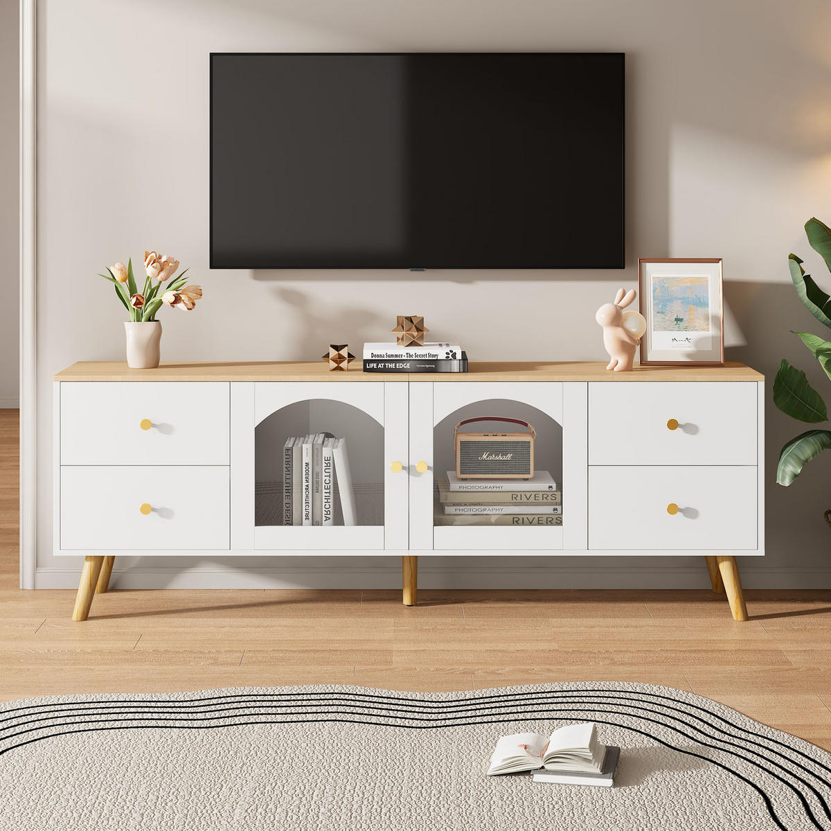 TV-SCHRANK White 40/160/63.5 cm - Weiß, Holz (160/63.5/40cm) - Urban Meuble