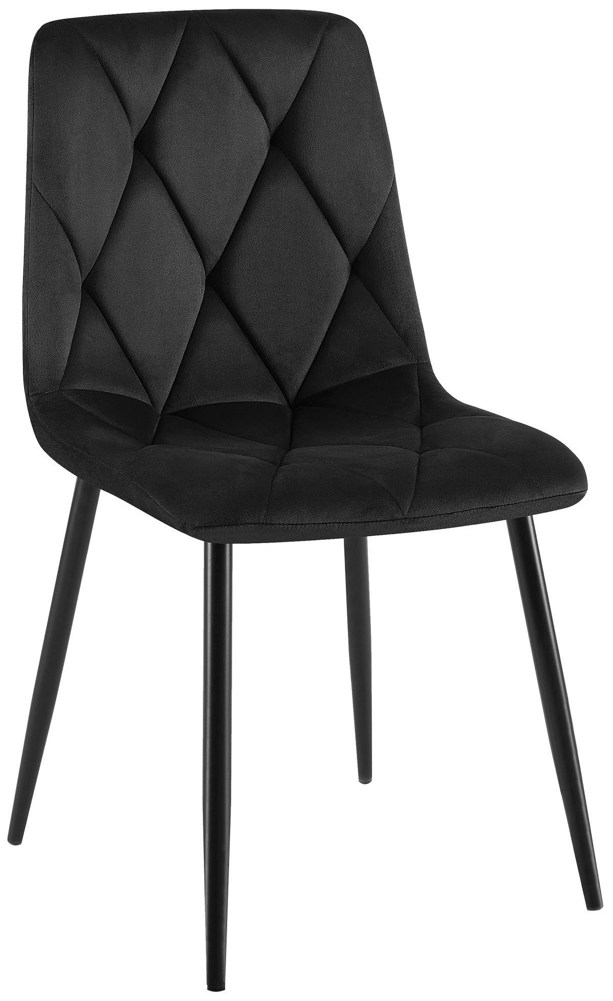ESSZIMMERSTUHL Samt Schwarz - Schwarz, Textil/Metall (45/85/55cm) - CLP