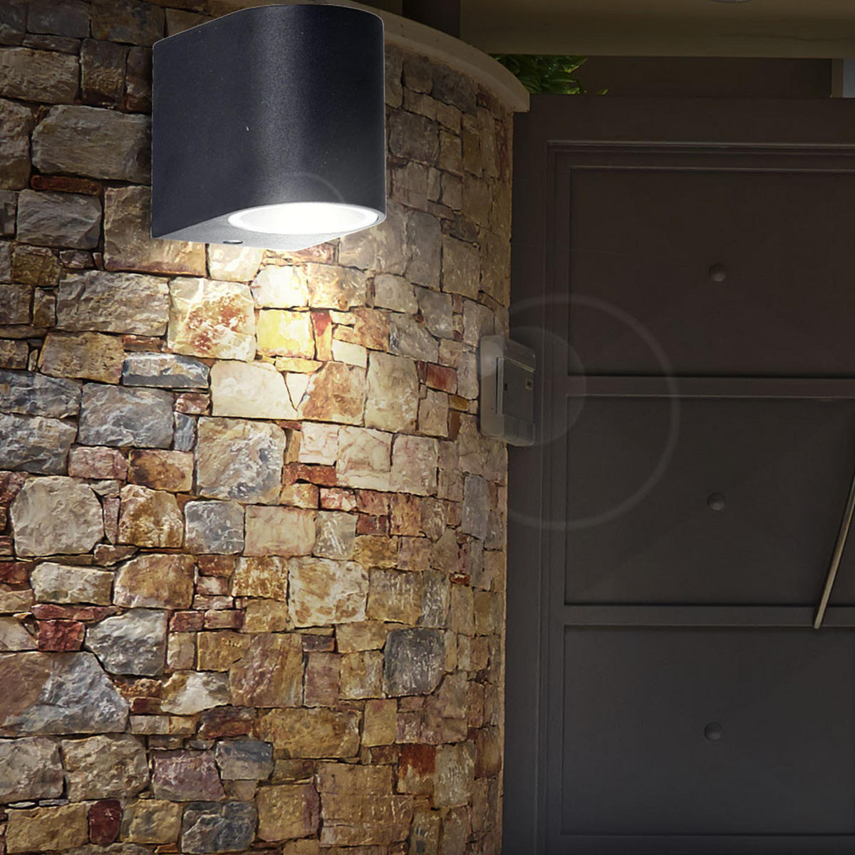 LED AUSSEN-WANDLEUCHTE ALU Schwarz - Schwarz, Glas (7/8/9.4cm)