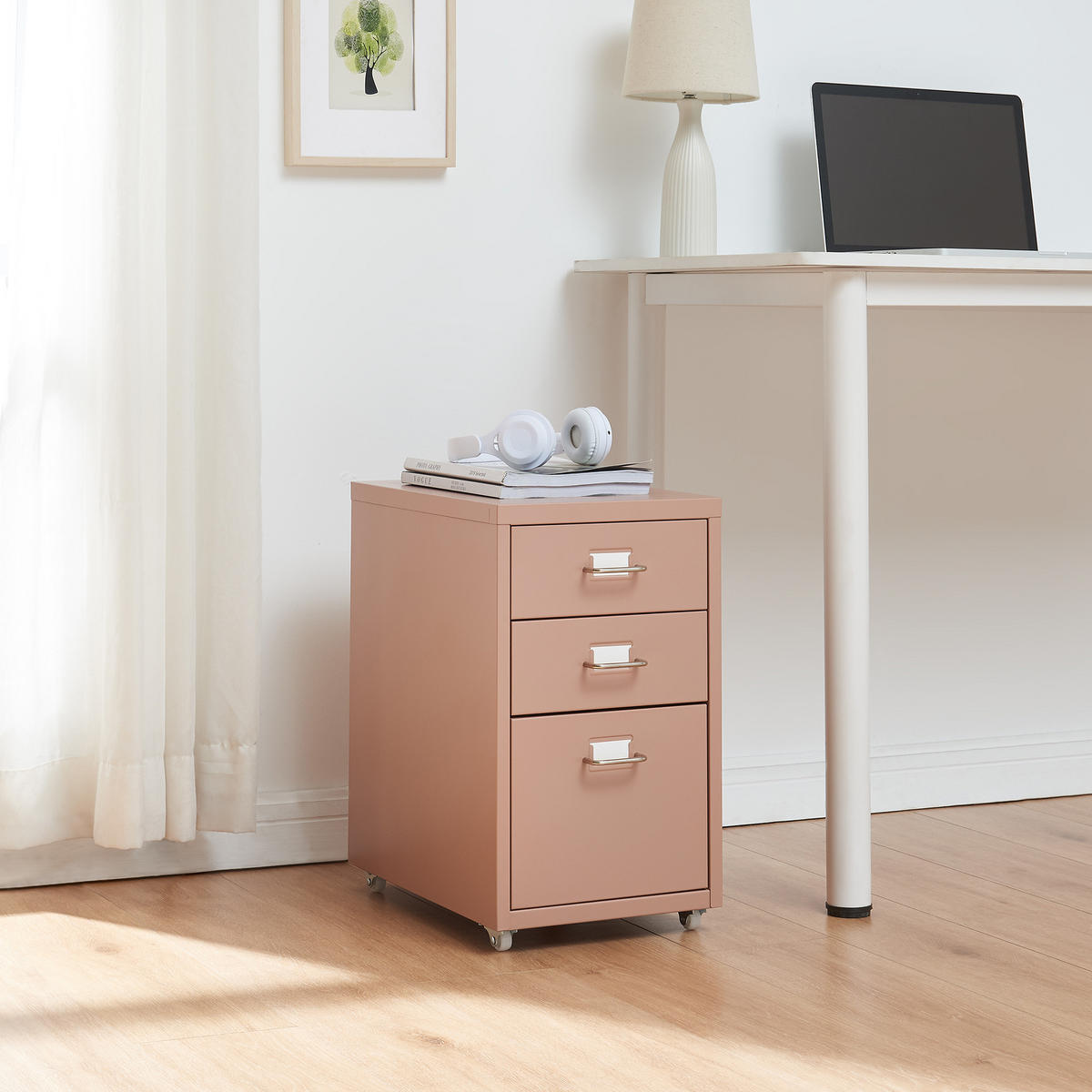ROLLCONTAINER Kökar - Hellbraun, Metall (28/48/41cm) - [en.casa]