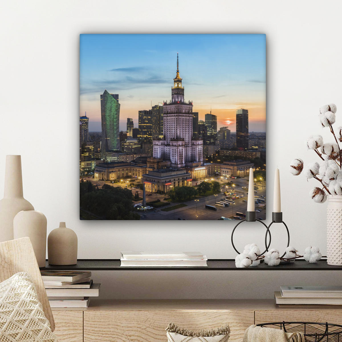 LEINWANDBILD Polen - Sonne - Warschau 50x50 cm - Blau, Textil (50/50cm) - MuchoWow
