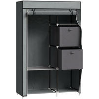 KLEIDERSCHRANK aus Stahl und Vlies 102x42,5x162,5 cm Dunkelgrau mit Kleiderstange, 6 Böden und Reißverschluss - Dunkelgrau, Metall (102/162.5/42.5cm) - Modfu