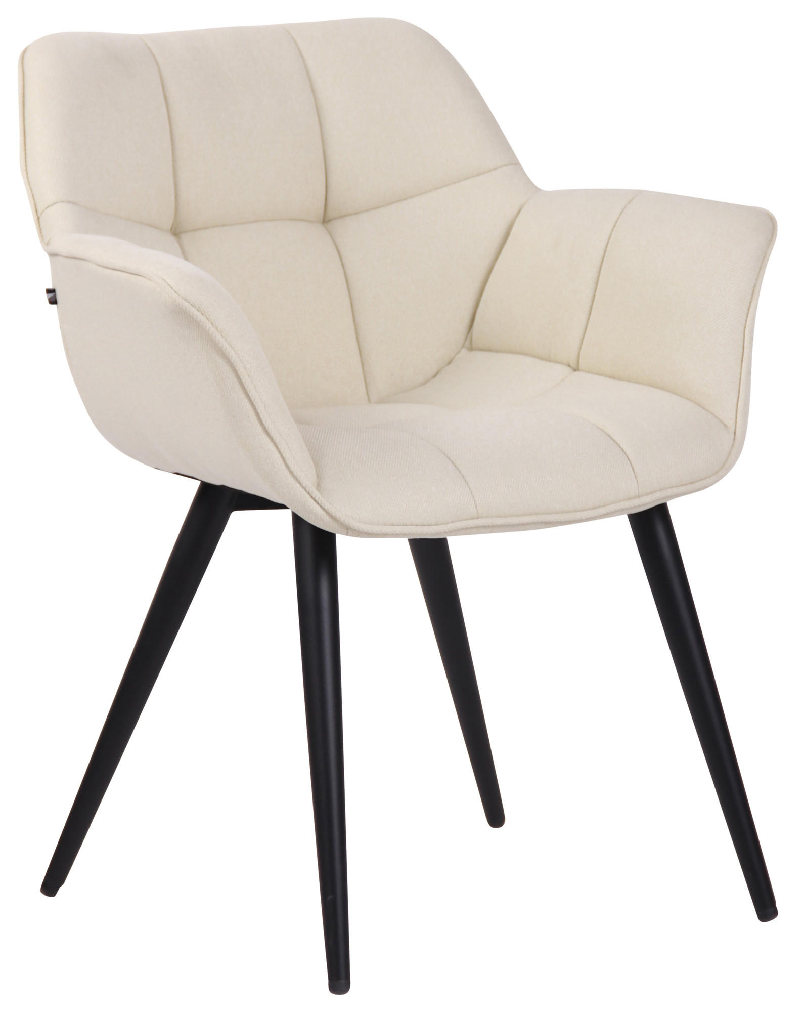 ESSZIMMERSTUHL Rosini Stoff, Gestell Metall matt Schwarz Creme - Schwarz/Naturfarben, Textil/Metall (64/84/60cm) - TPFLiving