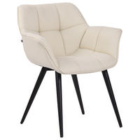 ESSZIMMERSTUHL Rosini Stoff, Gestell Metall matt Schwarz Creme - Schwarz/Naturfarben, Textil/Metall (64/84/60cm) - TPFLiving