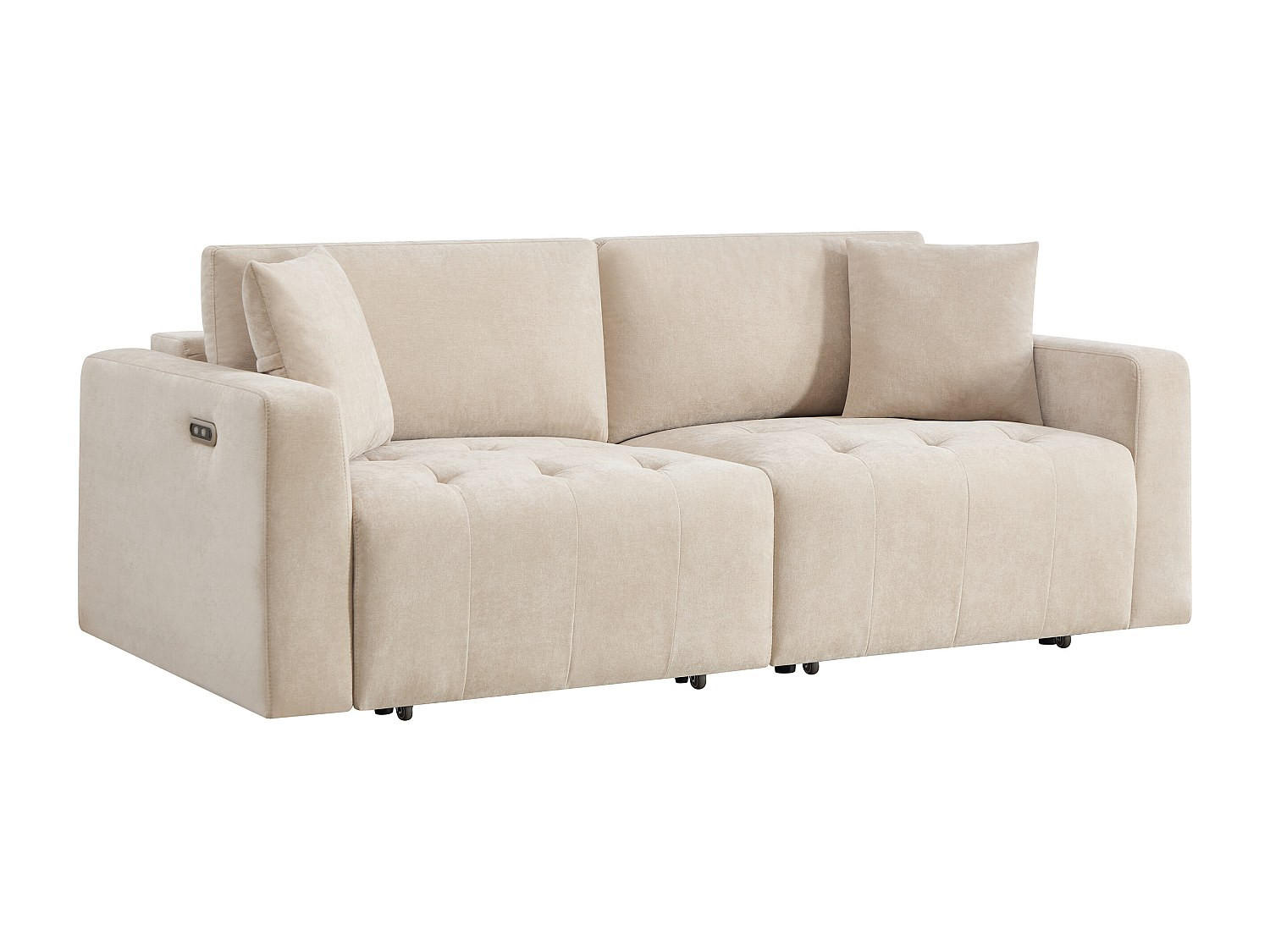 3-SITZER-SOFA mit elektrisch verstellbaren Sitzflächen in beigem Stoff - DIMARIAS - Beige, Textil (210/86/107cm) - Vente-Unique