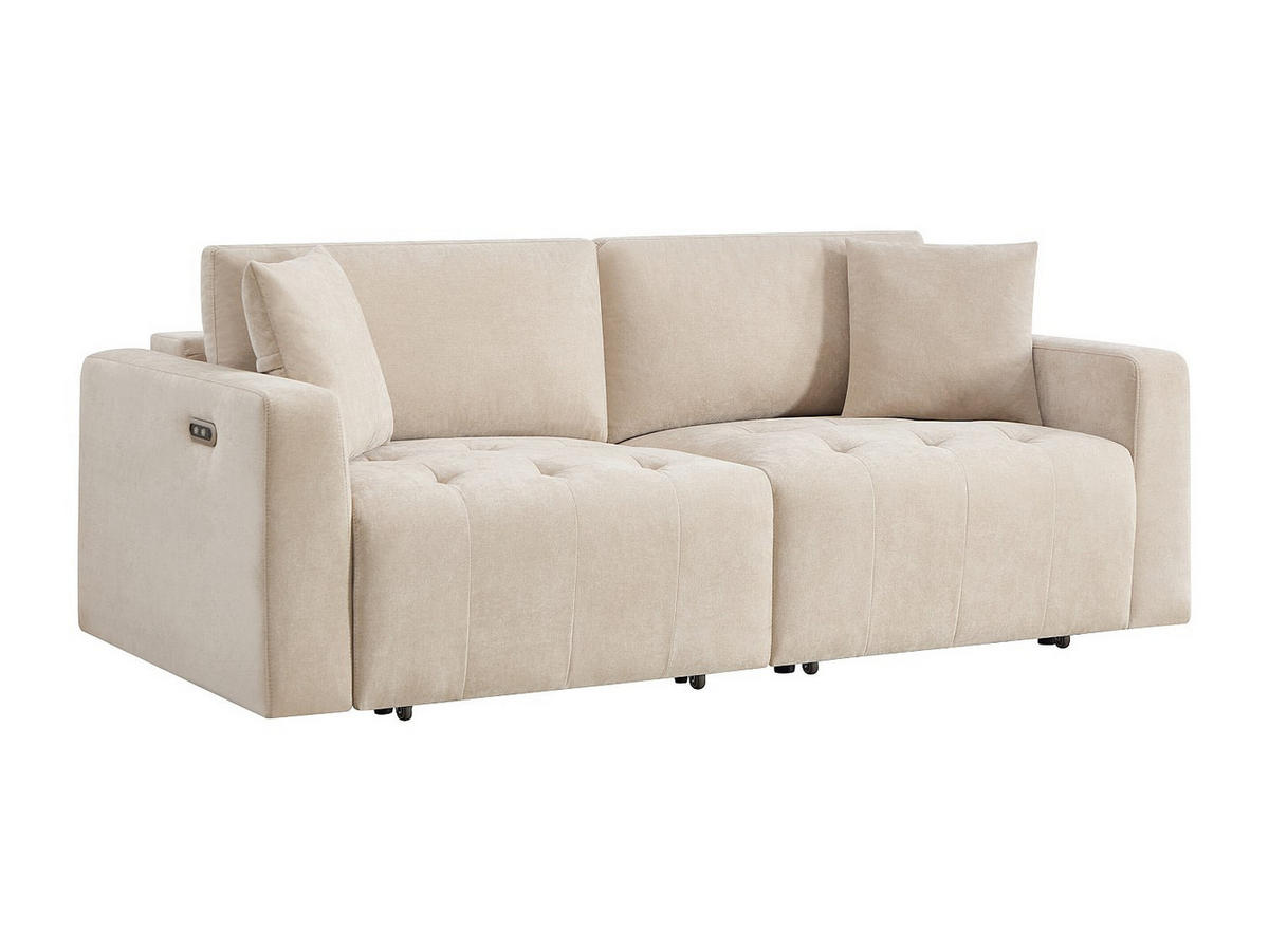 3-SITZER-SOFA mit elektrisch verstellbaren Sitzflächen in beigem Stoff - DIMARIAS - Beige, Textil (210/86/107cm) - Vente-Unique