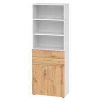 KOMBISCHRANK - mit Schubladen 42/80/215,6 cm in Weiß/Wildeiche - Wildeiche/Weiß, Holzwerkstoff (80/215.6/42cm) - bümö