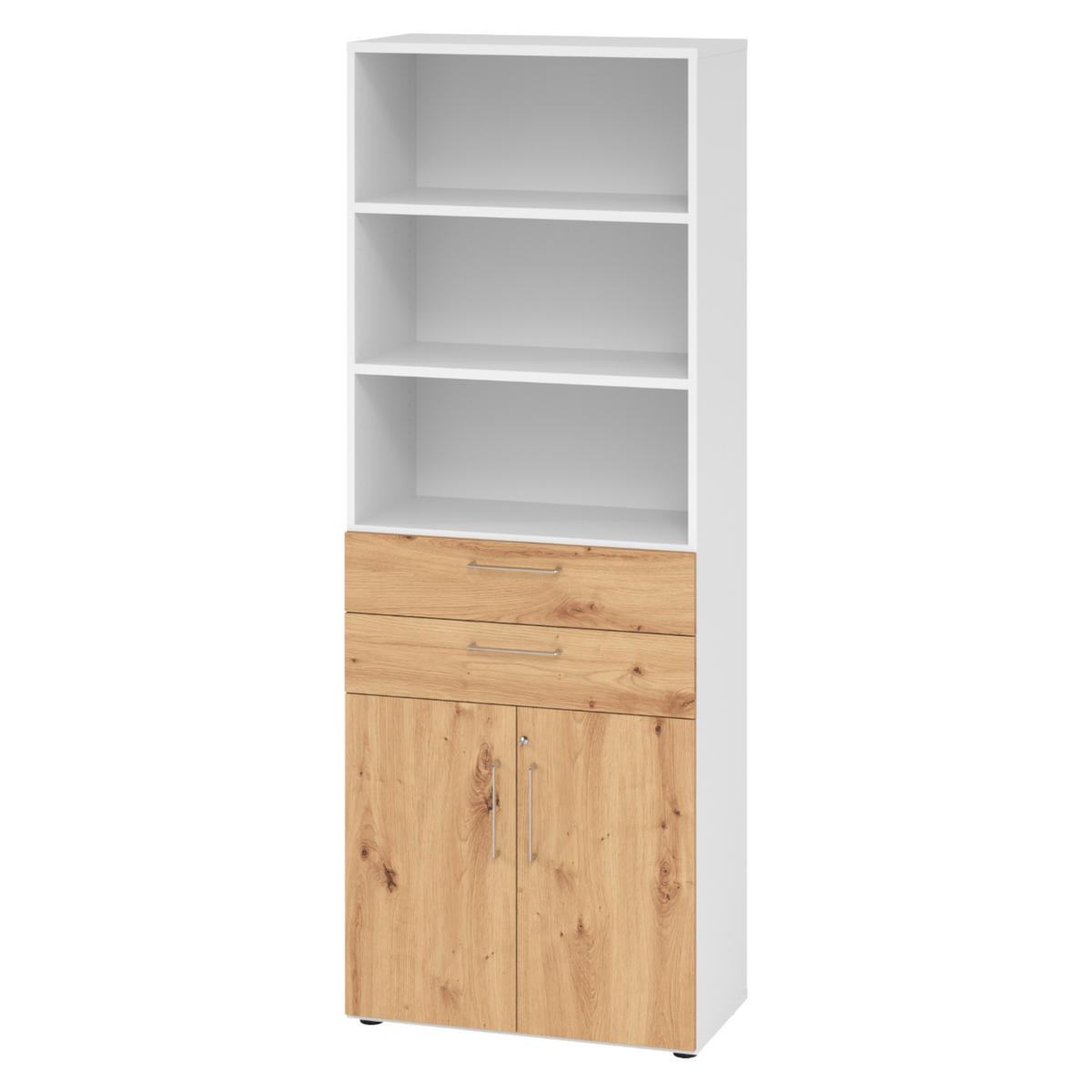 KOMBISCHRANK - mit Schubladen 42/80/215,6 cm in Weiß/Wildeiche - Wildeiche/Weiß, Holzwerkstoff (80/215.6/42cm) - bümö