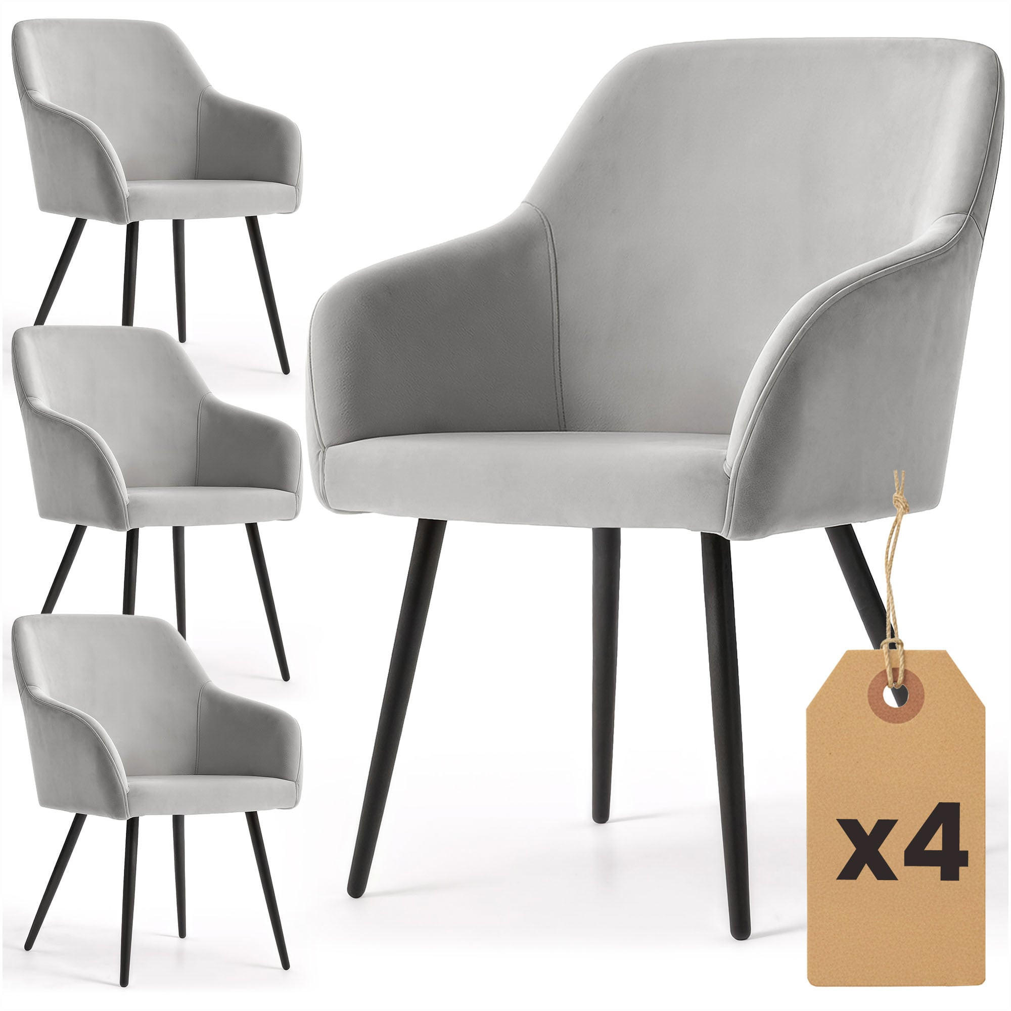 POLSTERSTUHL 4er Set, Metallbeine Grau, Schwarz 54,5/83/58 - Schwarz/Grau, Textil (55/83/58cm) - RAUMHIRSCH FURNITURE