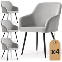 POLSTERSTUHL 4er Set, Metallbeine Grau, Schwarz 54,5/83/58 - Schwarz/Grau, Textil (55/83/58cm) - RAUMHIRSCH FURNITURE