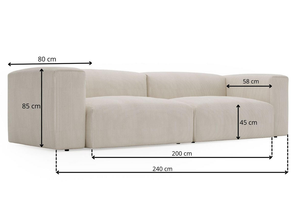 SOFA 240/85/80 Grün Landi - Schwarz/Grün, Kunststoff/Textil (240/85/80cm) - Graingold