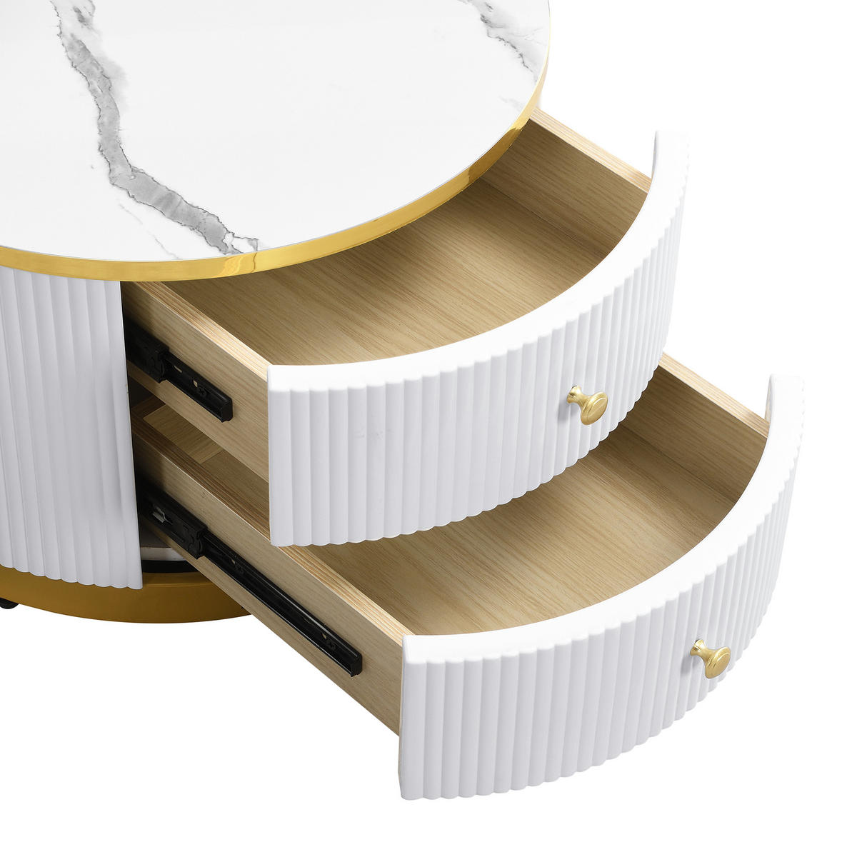 COUCHTISCH-SET 60/60/45,5 cm Weiß aus Holzwerkstoff mit Schubladen und Nestfunktion - Weiß, Holzwerkstoff (60/60/45.5cm) - OKWISH