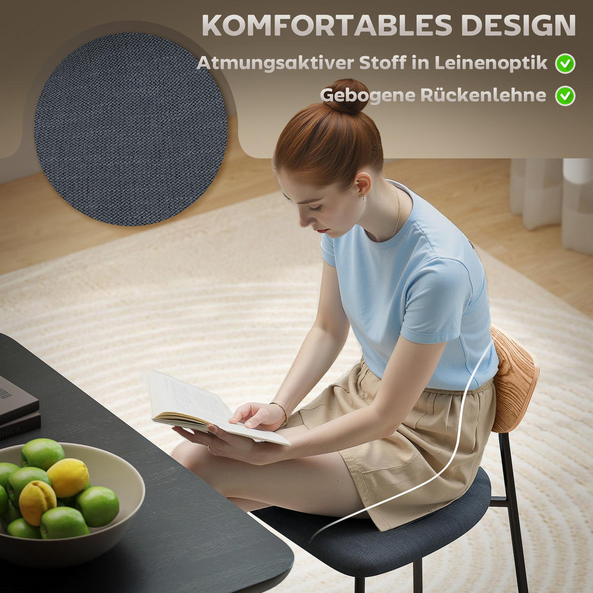 ESSZIMMERSTÜHLE 2er-Set 49L x 45B x 76H cm Grau - Grau, Kunststoff (45/76/49cm) - HOMCOM