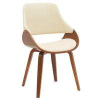 ESSZIMMERSTUHL Lederlook walnuss/creme - Walnussfarben/Creme, Holz/Textil (52/86/54cm) - CLP