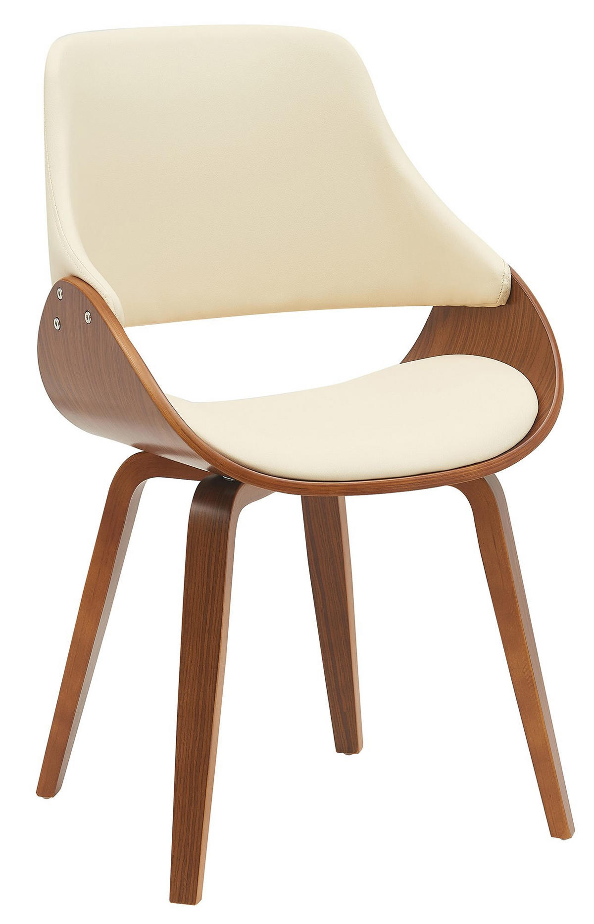 ESSZIMMERSTUHL Lederlook walnuss/creme - Walnussfarben/Creme, Holz/Textil (52/86/54cm) - CLP