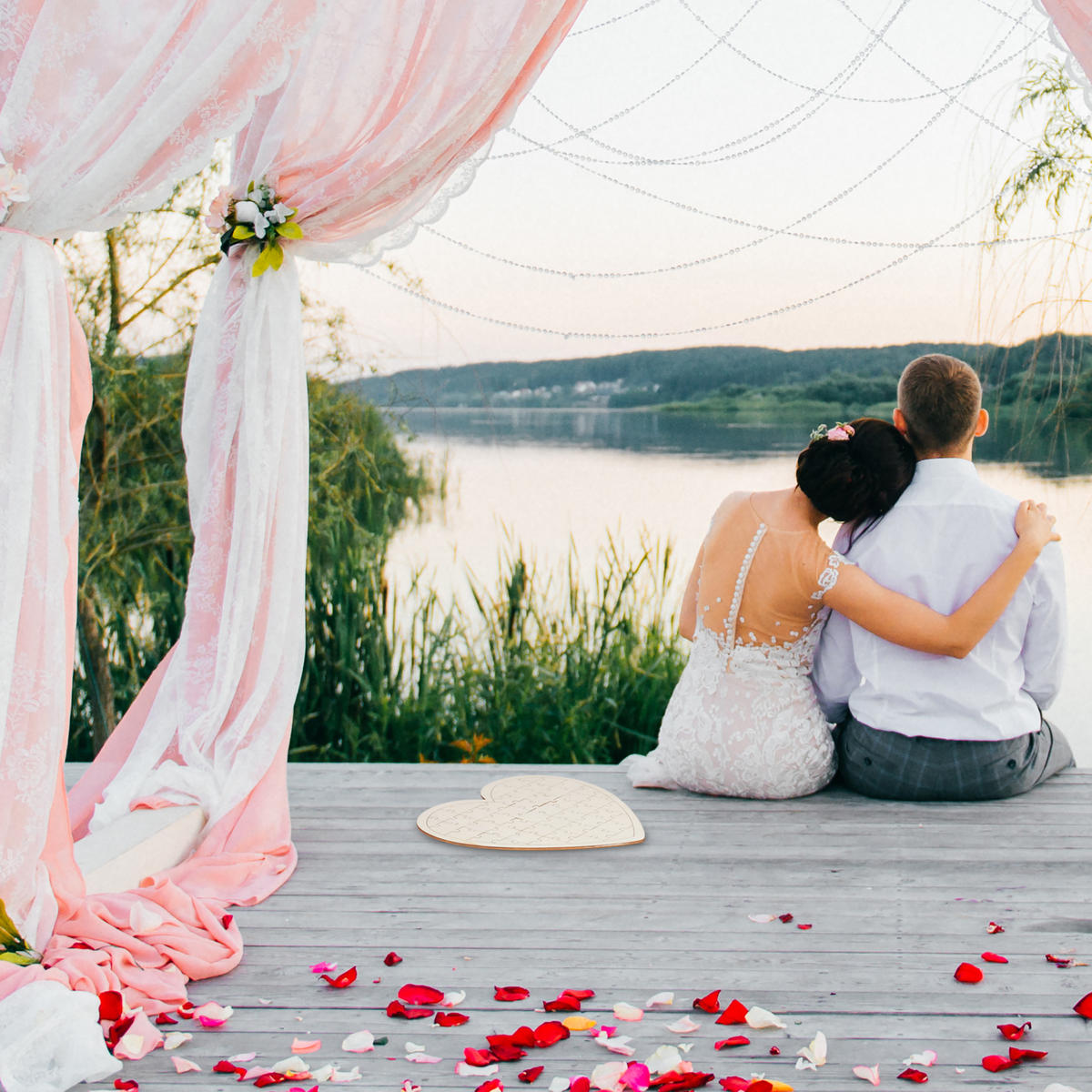 SRDCOVÉ puzzle - krémová, drevo (45/0.6/45cm) - Relaxdays