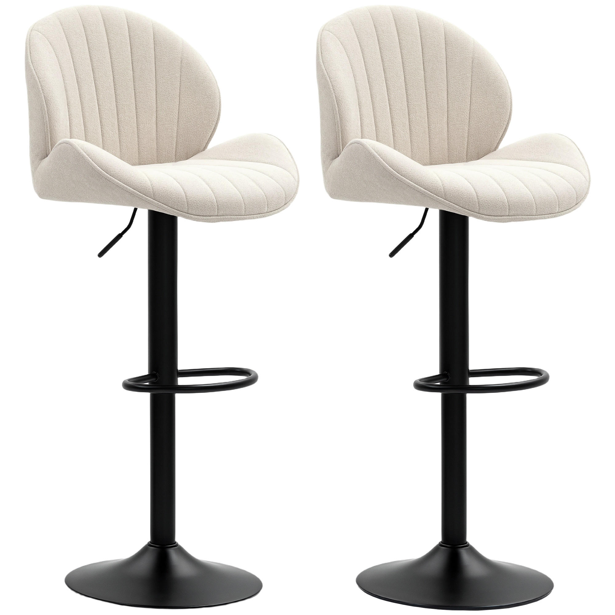 BARHOCKER 2er Set Polyester Stahl Beige - Beige/Schwarz, Textil/Metall (48/115/50cm) - HOMCOM