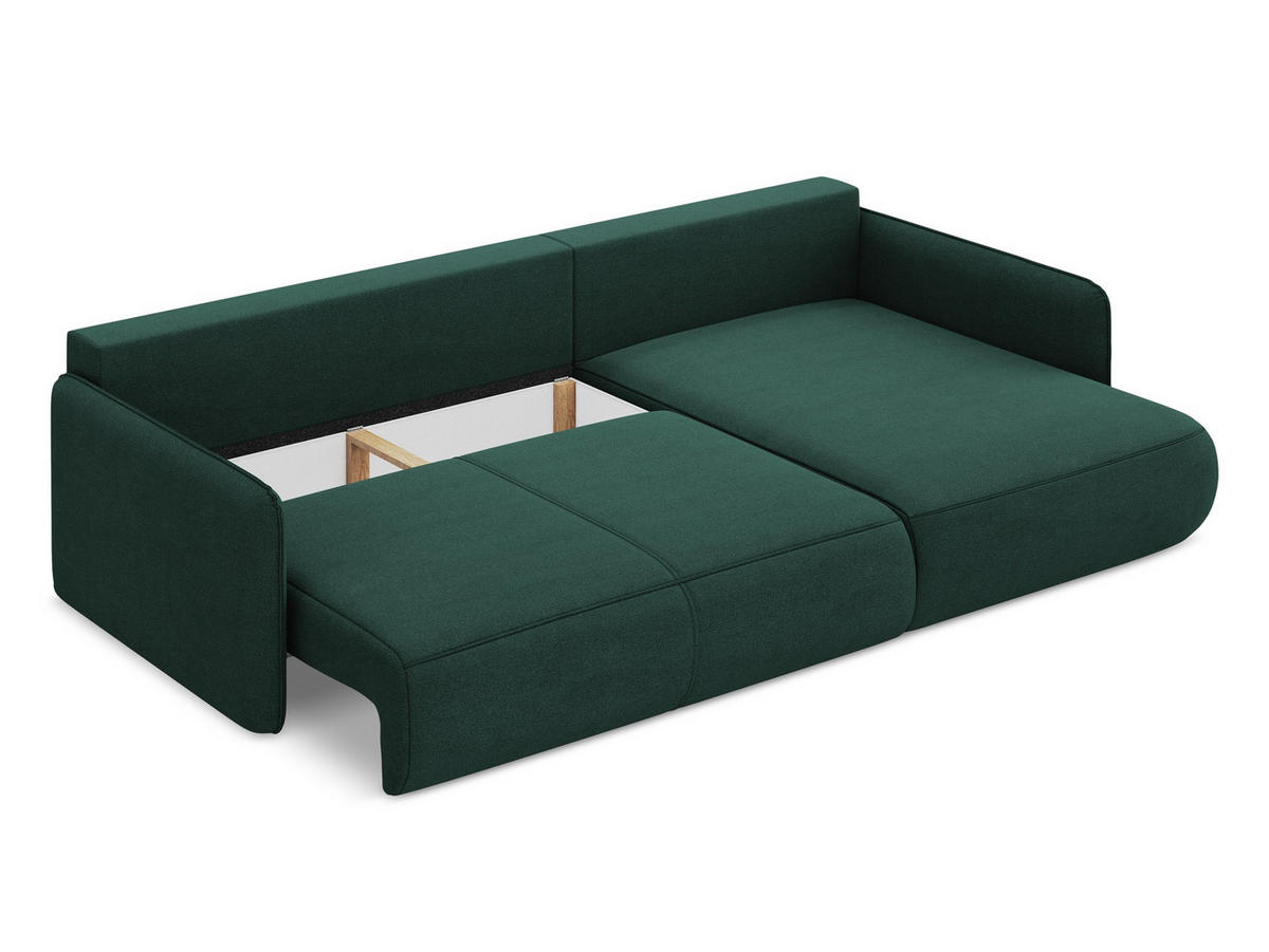 ECKSOFA mit Schlaffunktion Strukturstoff Stoff Grün - Dunkelgrün/Schwarz, Kunststoff/Textil (240/148cm) - Makamii