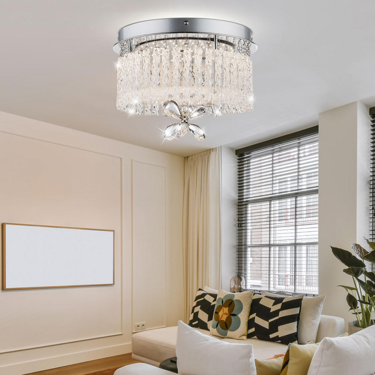 LED DECKENLEUCHTE MATHILDA Klar Kristalloptik - Klar, Glas (28/28/22cm) - Globo Lighting