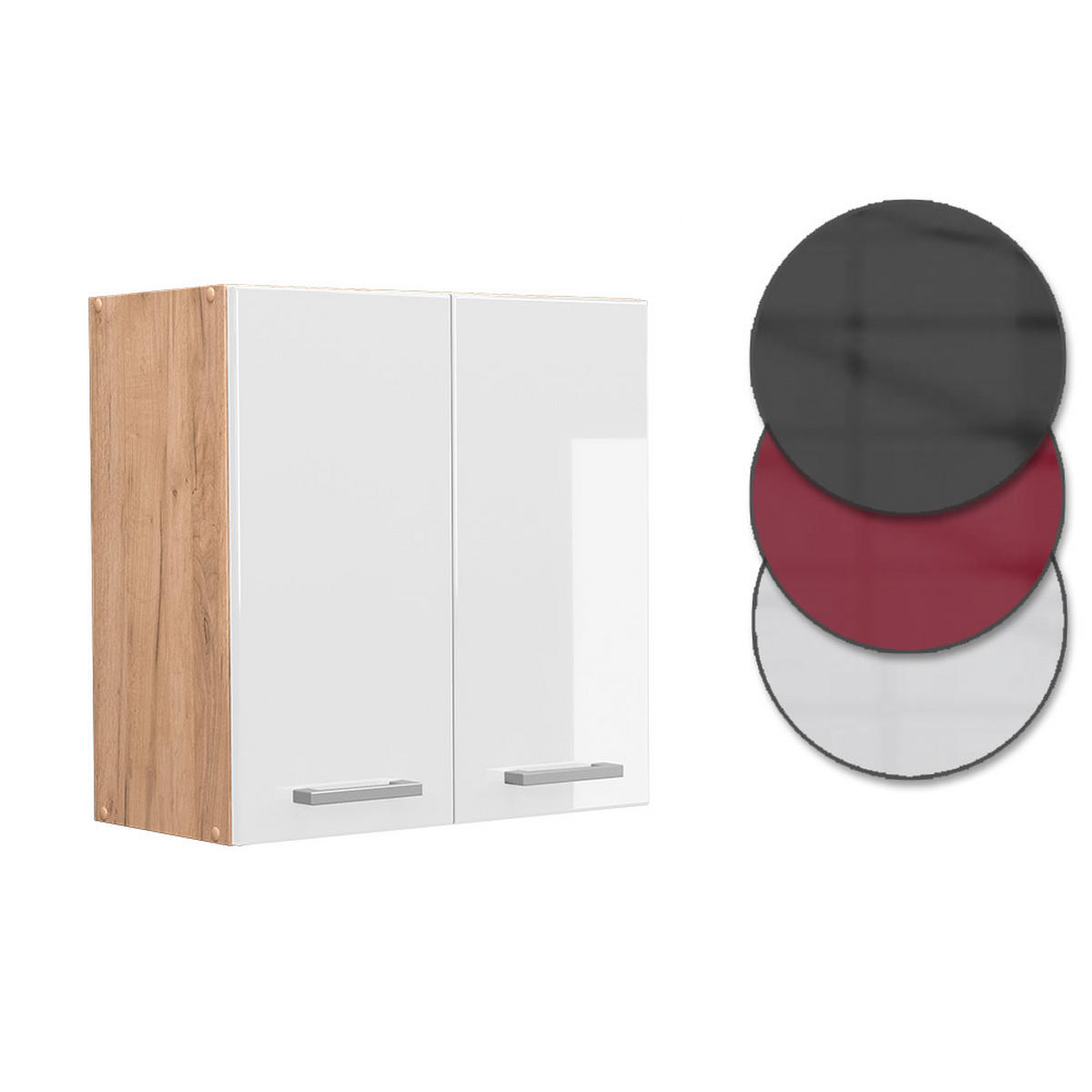 HÄNGESCHRANK R-Line Weiß Hochglanz 60 cm - Weiß Hochglanz/Eiche Wotan, Holzwerkstoff (60/60/31cm) - Vicco