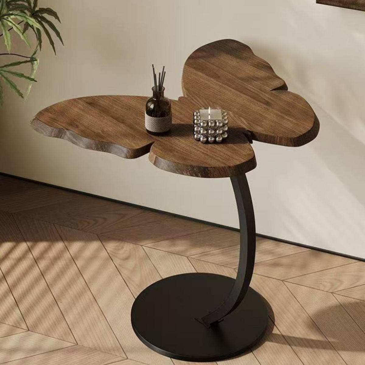 GARTENBEISTELLTISCH , Holz + Metall, 43 × 33 × 58 cm - Braun, Holz (43/33/58cm) - Weltevree