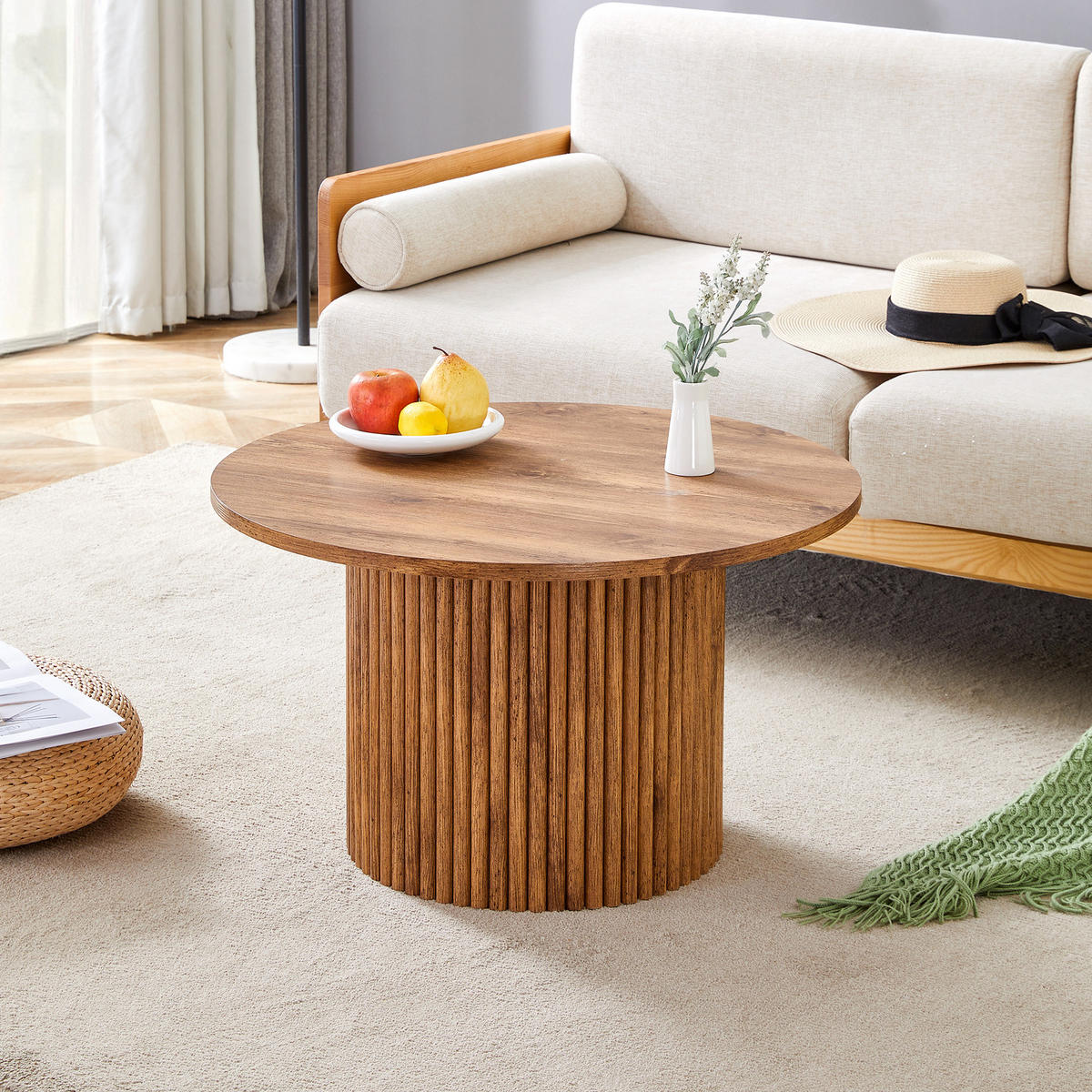 COUCHTISCH 70/70/42 cm holzfarben aus MDF mit Metallrahmen - Kieferfarben, Holzwerkstoff (70/70/42cm) - OKWISH