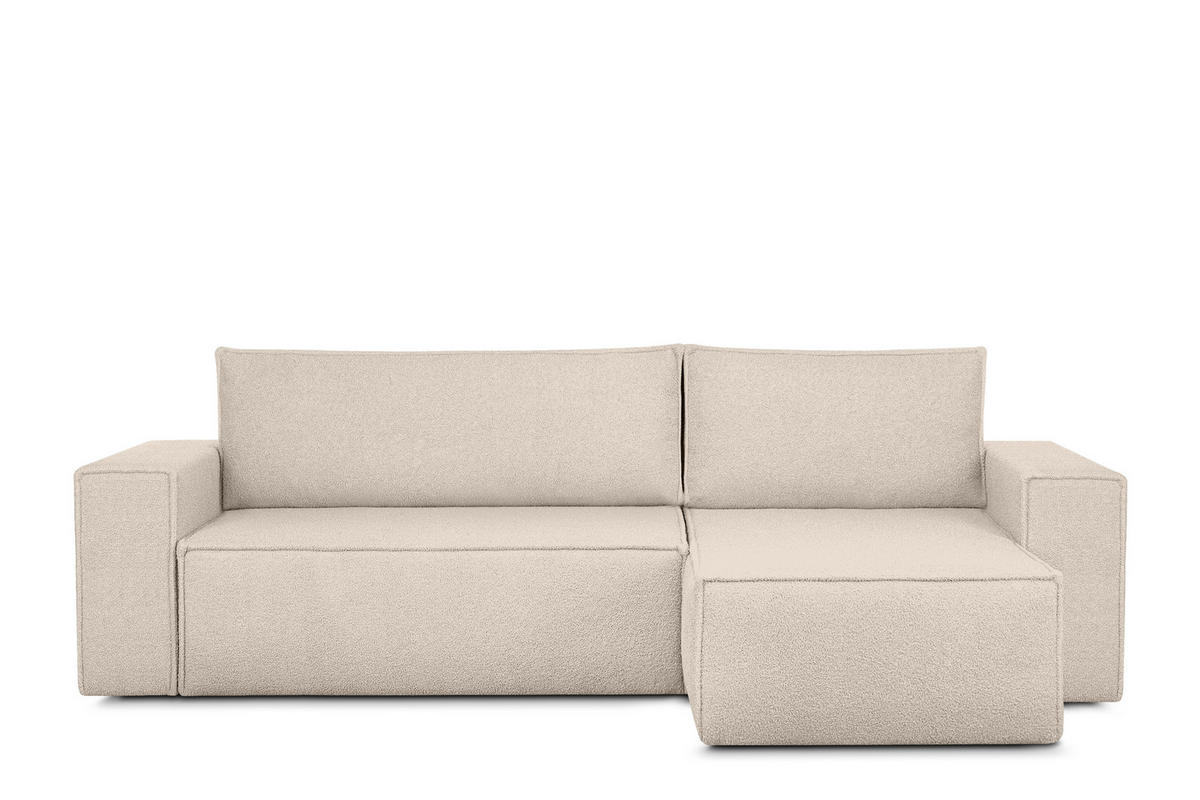 ECKSCHLAFSOFA-LINKS/RECHTS NAPI II in Pet Friendly Stoff, elfenbein - Creme/Weiß, Textil (262/148cm) - KONSIMO®