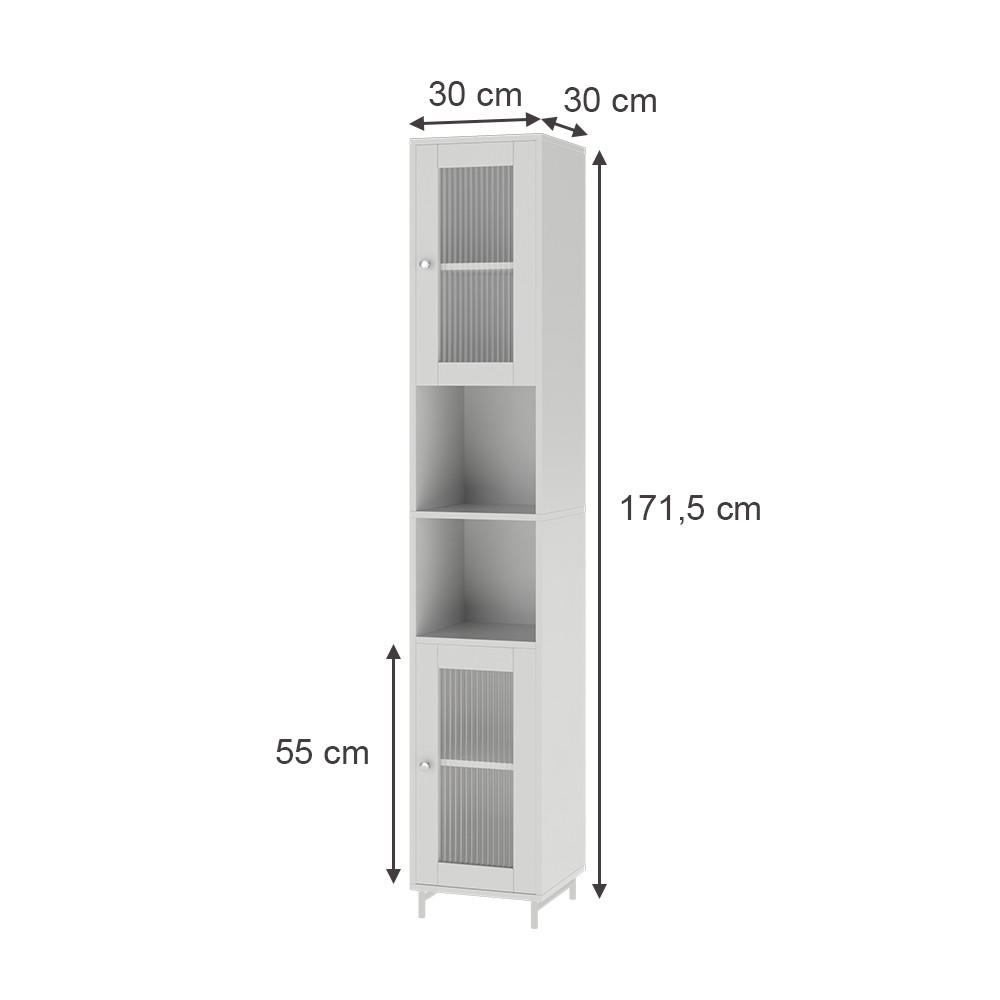 BADSCHRANK Malte Weiß 30 x 171.5 cm - Weiß, Holzwerkstoff (30/171.5/30cm) - Vicco