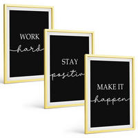 BILDER SET 3er Set - 40x60 cm Goldrahmen - Elegante Motive auf schwarzem Grund - Goldfarben, Kunststoff (40/60cm) - TULUP