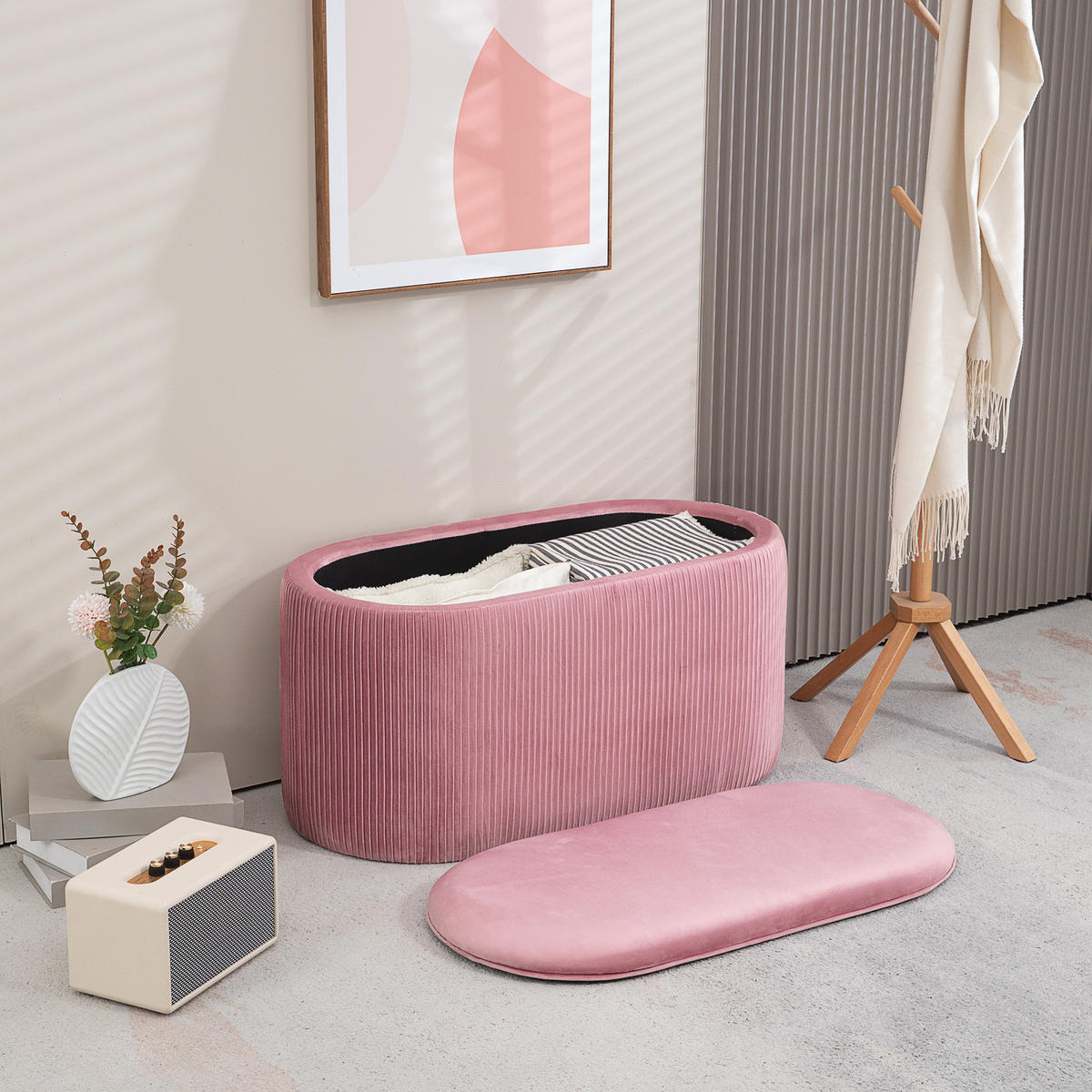 TRUHENBANK elegant Rosa - Rosa, Kunststoff (40/41/81cm) - HOMCOM