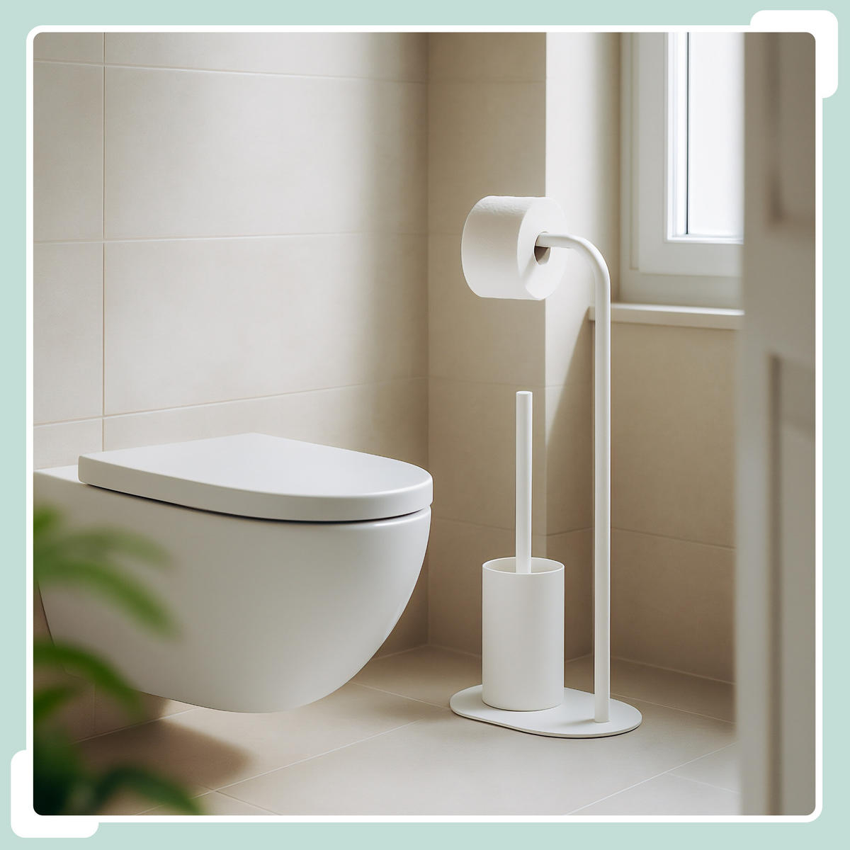 WC-GARNITUR - Weiß, Kunststoff/Metall (23/64.5/17cm) - Relaxdays