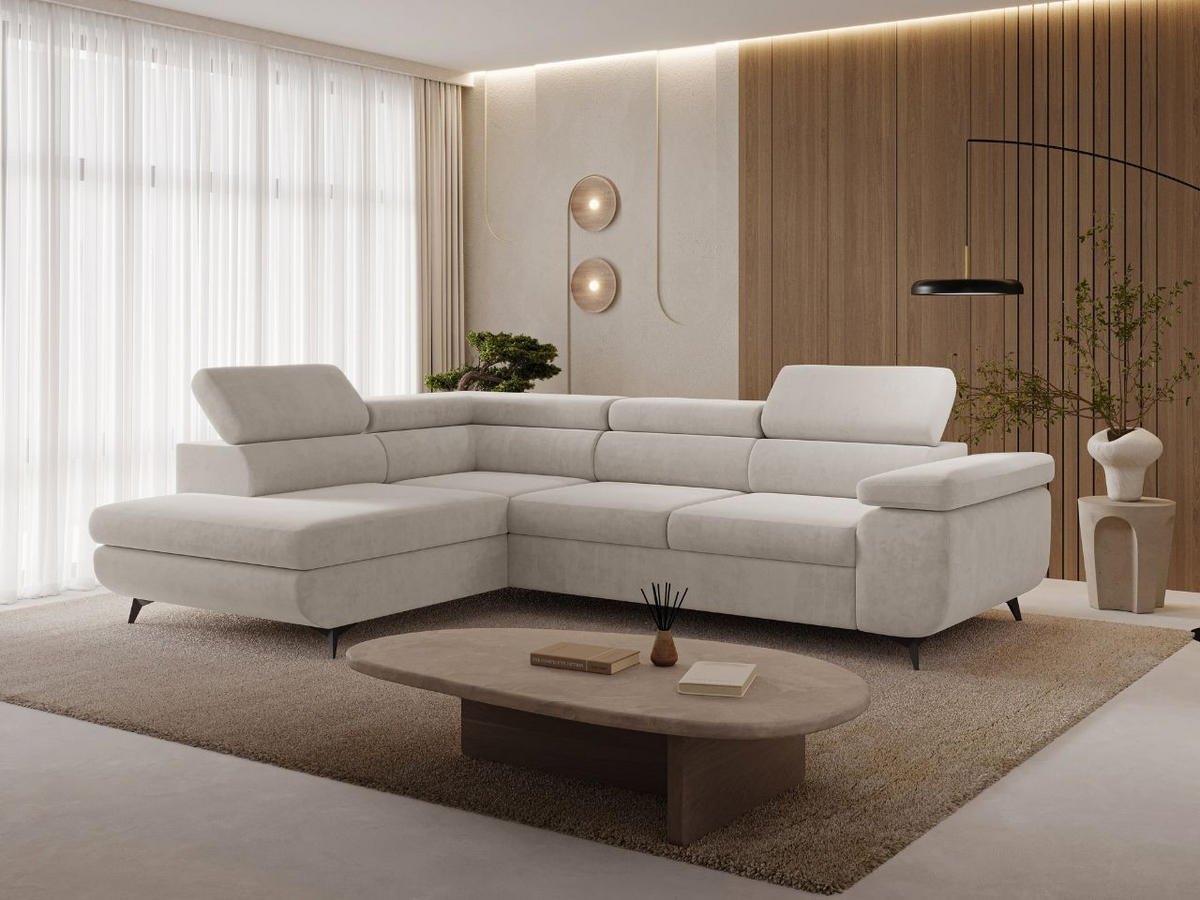ECKSOFA Argon Ecru Rechts - Ecru/Beige, Holz/Textil (190/255cm) - Graingold