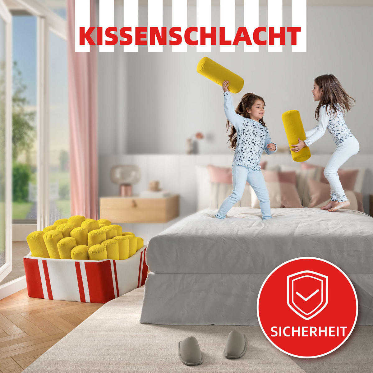 SITZSACK Pommes mit herausnehmbaren Kissen - Gelb/Rot, Textil (72/45/80cm) - Vercart
