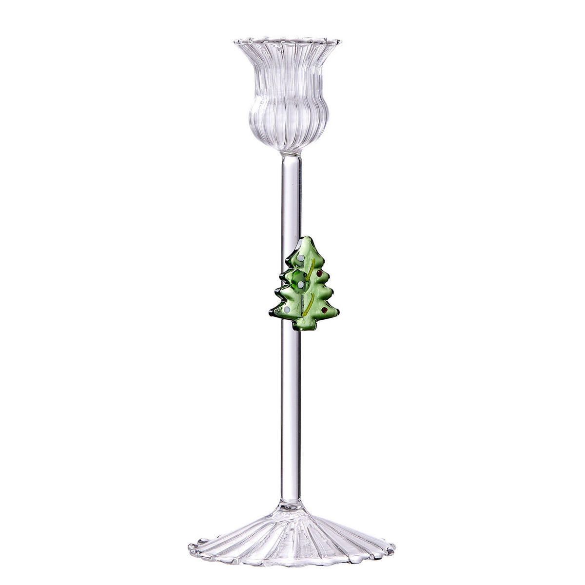 KERZENHALTER Merry & Bright für Stabkerzen mit Tanne - Transparent, Glas (8/20/8cm) - Butlers