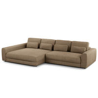 ECKSOFA mit XXL-Longchair - Taupe/Schwarz, Kunststoff/Textil (323/182cm) - home24